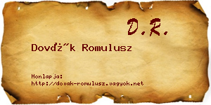 Dovák Romulusz névjegykártya